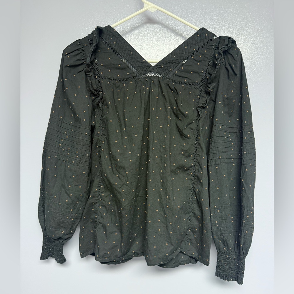 Madewell Voile ruffle pin tuck Black top XS - Picture 5 of 16